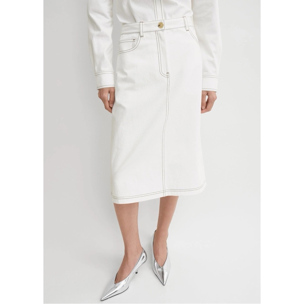 NWT Toteme Tumbled Organic Cotton Twill Midi Skirt